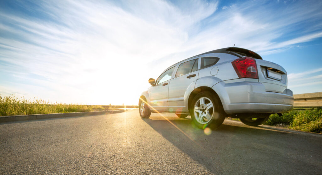 low angle view of a silver car