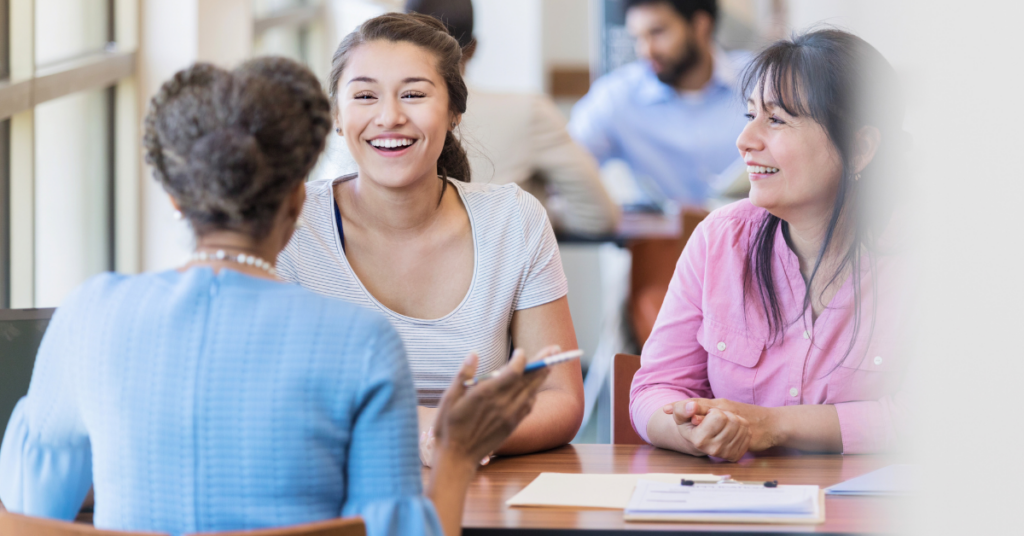 mother and daughter receiving an emergency loan