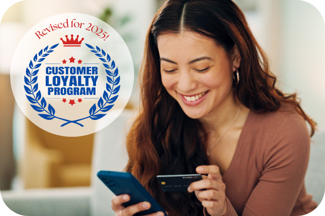 Decorative graphic featuring a callout for the Customer Loyalty Program